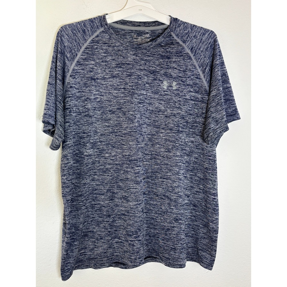 Under Armour HeatGear Mens Blue Heather Space Dye Loose Fit Training Shirt L